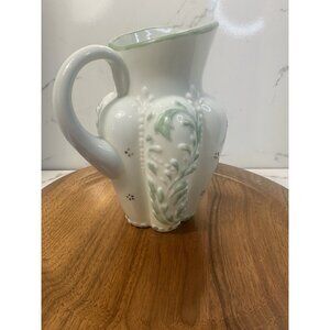 Antique Northwood Milk Glass Pitcher Paneled Sprig Pattern See Pic.